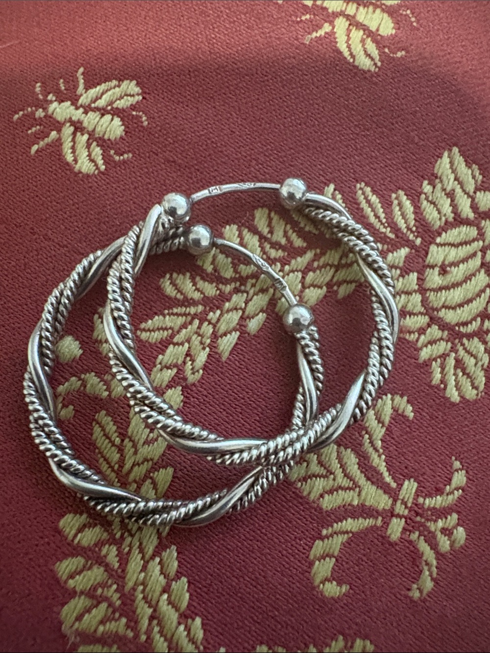 Sterling Twisted Hoop Earrings - Silver